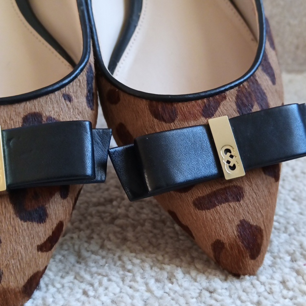 Like New Cole Haan Leather & Fur Upper with Leopard Print Flats - Picture 4 of 15